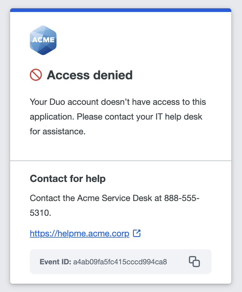 Duo Universal Prompt access denied